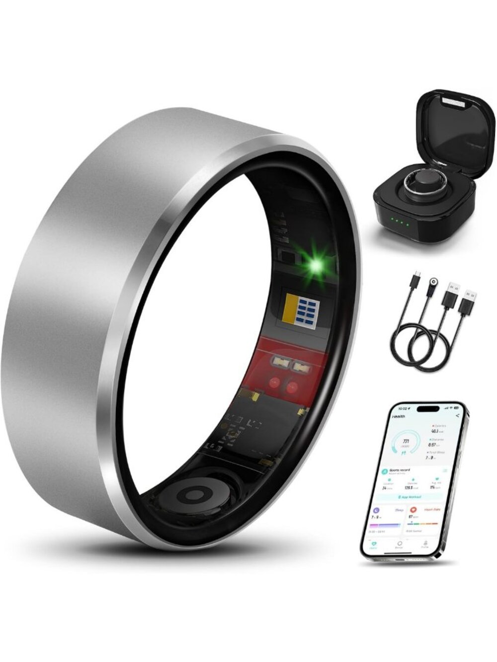 Smart Health Fitness Tracker Ring for Men & Women - New Silver, Stylish & Sleek